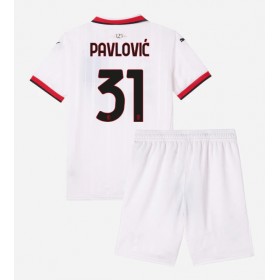 AC Milan Strahinja Pavlovic #31 Borta Kläder Barn 2024-25 Kortärmad (+ Korta byxor)